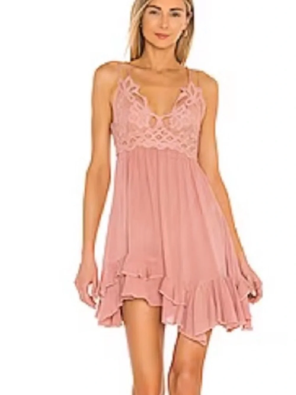 FREE PEOPLE RUFFLED ADELLA SLIP DRESS